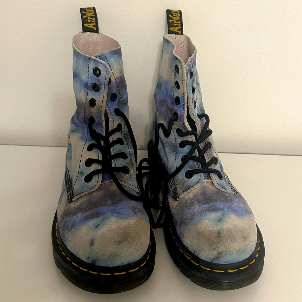 Dr Martens 1460 Pascal Blue Leather Combat Boots Women's 7 Grunge